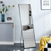 Straight Corner Rectangle Full-Length Dressing Metal Frame Mirror with Stand