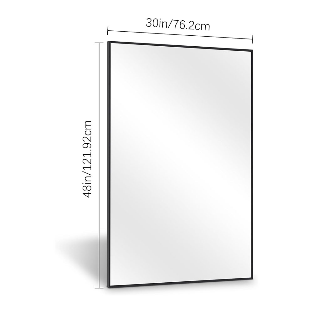 Straight Corner Rectangle Shape Both Vertical and Horizontal Install Bathroom Aluminum Alloy Framed Mirror