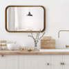 Rectangle with Round Corner Vertical and Horizontal Install Home Decoration Solid Wooden Frame Wall Mirror