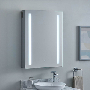 Single Door Both Wall Mounted Recessed Available Bathroom LED Mirror Medicine Cabinet with Adjustable Glass Shelf