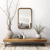 Rectangle with Round Corner Vertical and Horizontal Install Home Decoration Solid Wooden Frame Wall Mirror