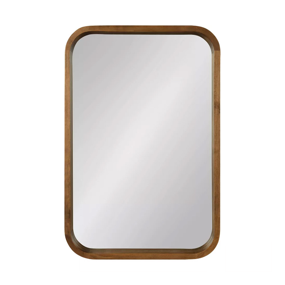 Rectangle with Round Corner Vertical and Horizontal Install Home Decoration Solid Wooden Frame Wall Mirror