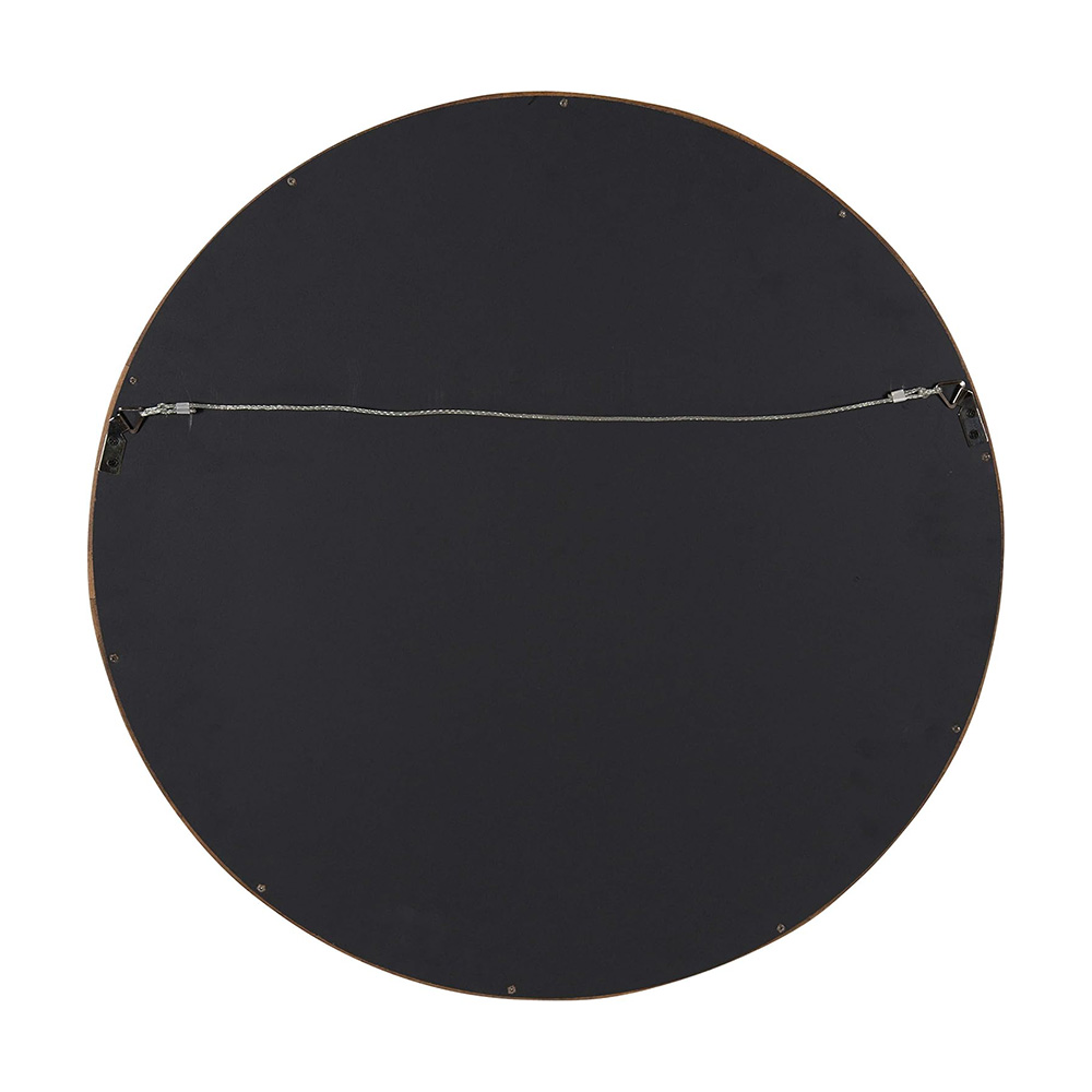 Burlywood Black White Walnut Color Round Shape Home Decoration Solid Wooden Frame Wall Mirror