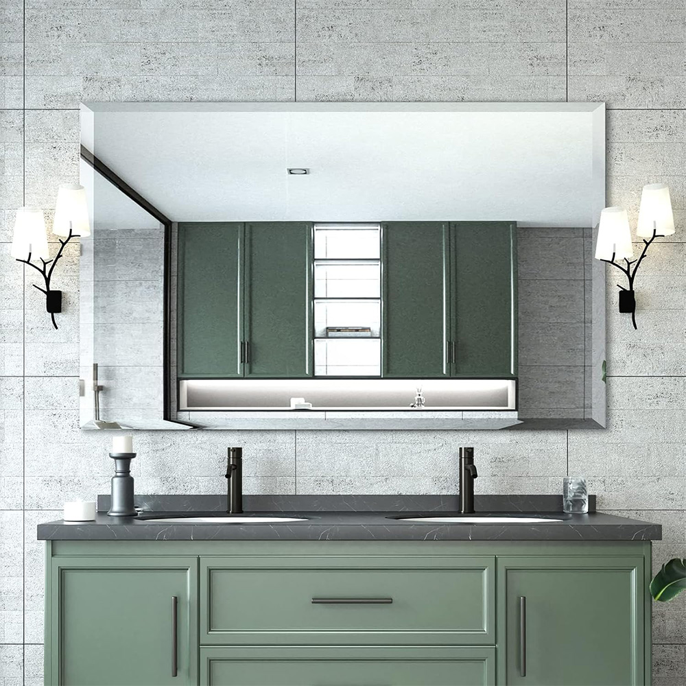 3mm 4mm 5mm 6mm Rectangle Shape Wall Mounted Bathroom Home Decor Frameless Beveled Edge Mirror