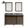 Solid Wood White Painted Floating Double Sink Bathroom Vanity with Mirrors