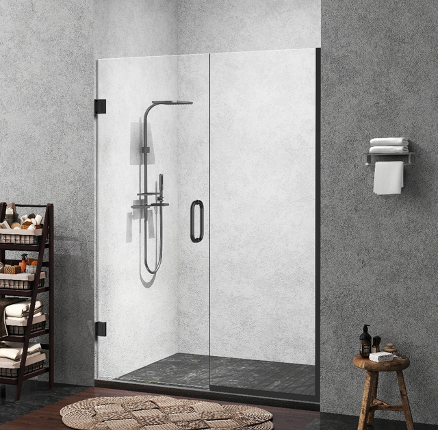 8mm 10mm Thick Glass Shower Door with Black Hardware