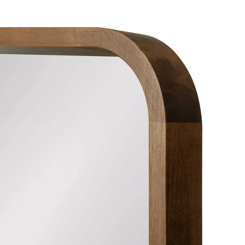 Rectangle with Round Corner Vertical and Horizontal Install Home Decoration Solid Wooden Frame Wall Mirror