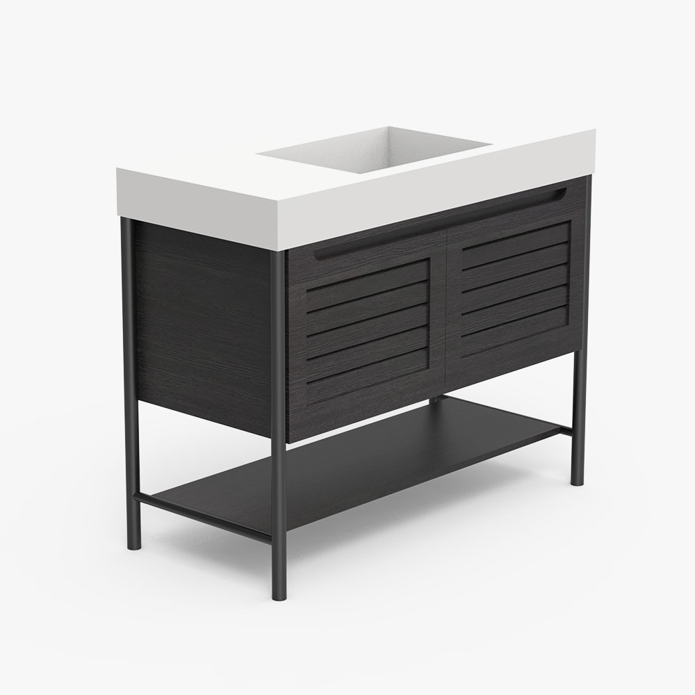 New Design Bathroom Vanity with Creamic Top And Grid Door