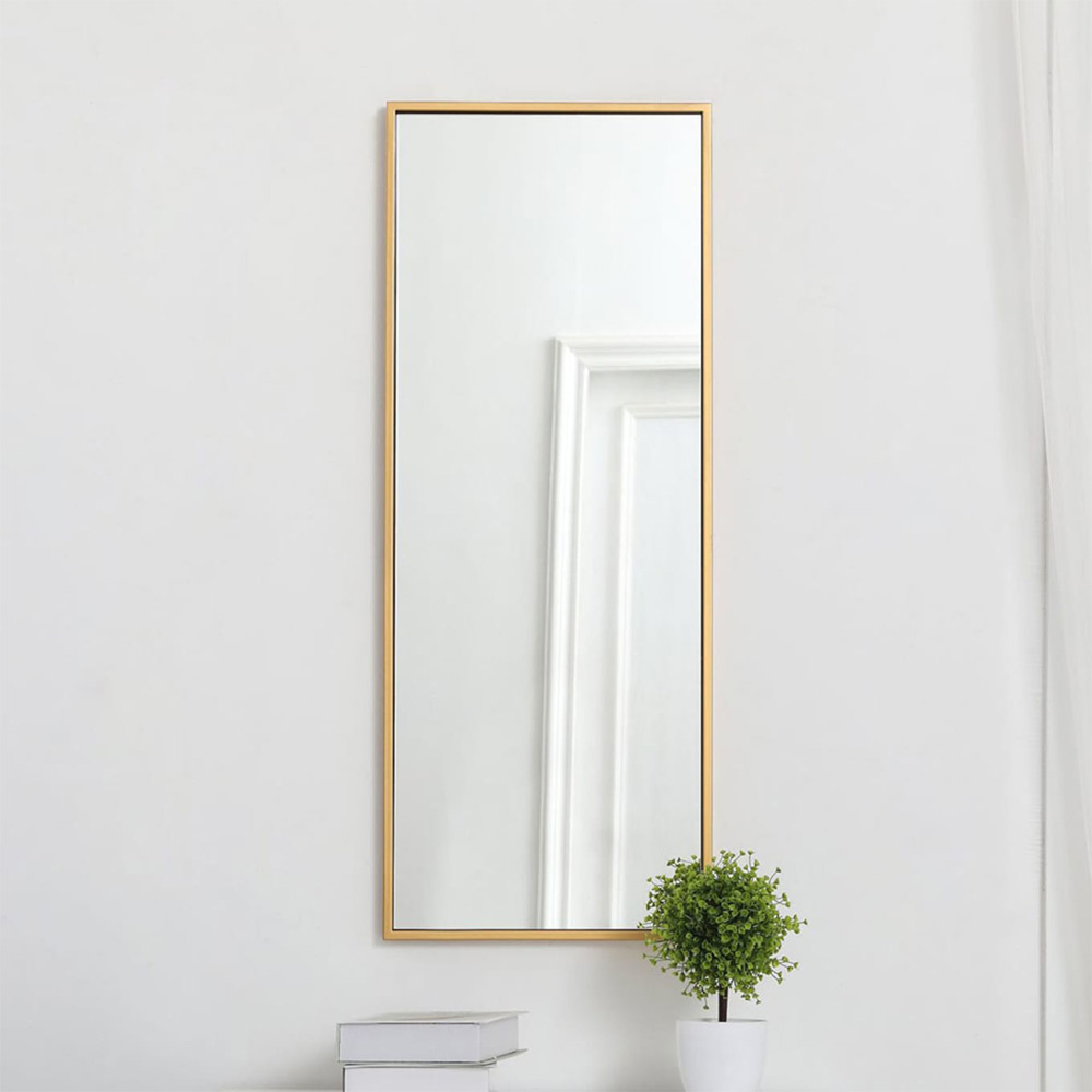 Straight Corner Rectangle Full-Length Dressing Metal Frame Mirror with Stand