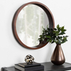 Burlywood Black White Walnut Color Round Shape Home Decoration Solid Wooden Frame Wall Mirror