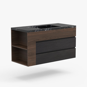 New Design Bathroom Vanity with Ceramic Top And Side Shelf