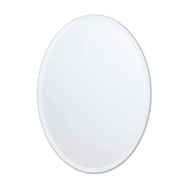Oval Shape Wall Mounted Bathroom Home Decor Frameless Beveled Edge Mirror
