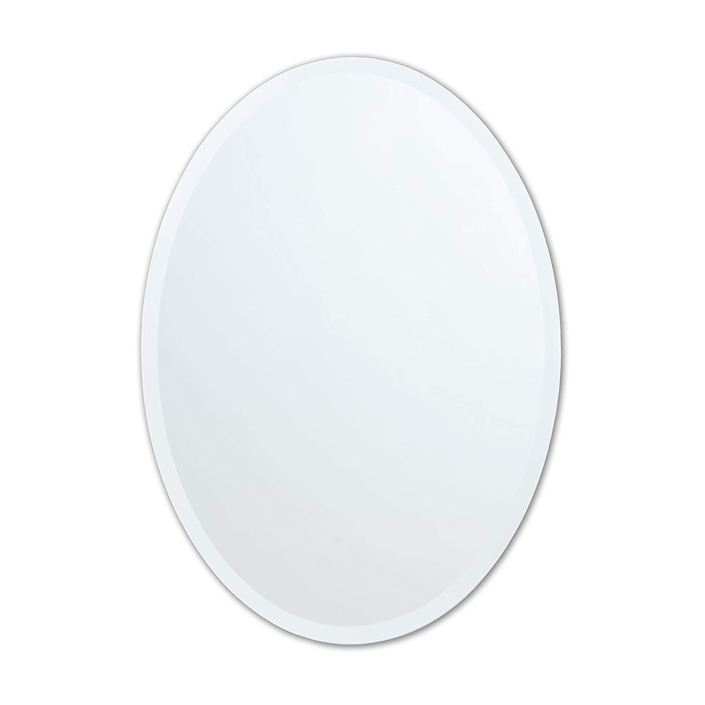 Oval Shape Wall Mounted Bathroom Home Decor Frameless Beveled Edge Mirror