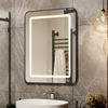 Single Door Both Wall Mounted Recessed Available Bathroom Metal Frame LED Mirror Medicine Cabinet