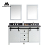 Solid Wood White Painted Floating Double Sink Bathroom Vanity with Mirrors