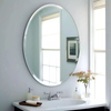 Oval Shape Wall Mounted Bathroom Home Decor Frameless Beveled Edge Mirror