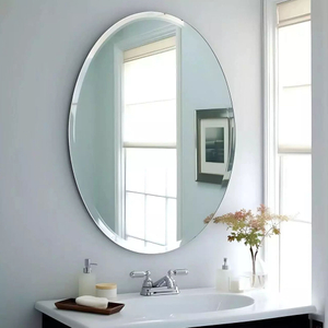Oval Shape Wall Mounted Bathroom Home Decor Frameless Beveled Edge Mirror