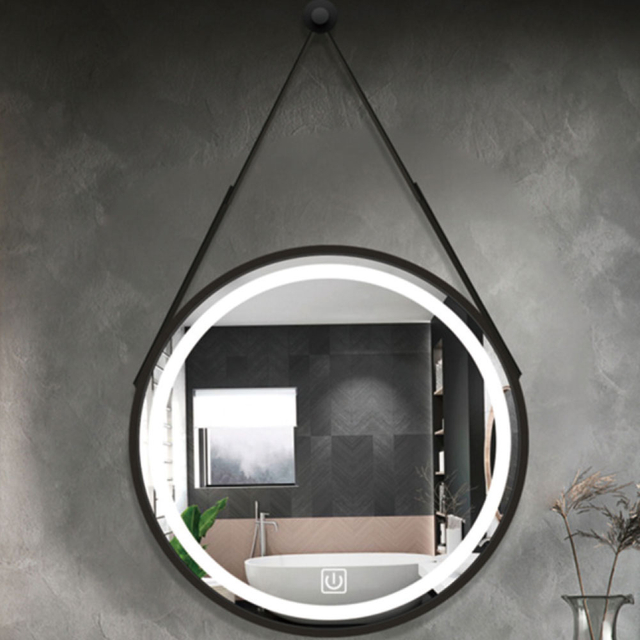 Round Shape Framed LED Bathroom Mirror with Belt