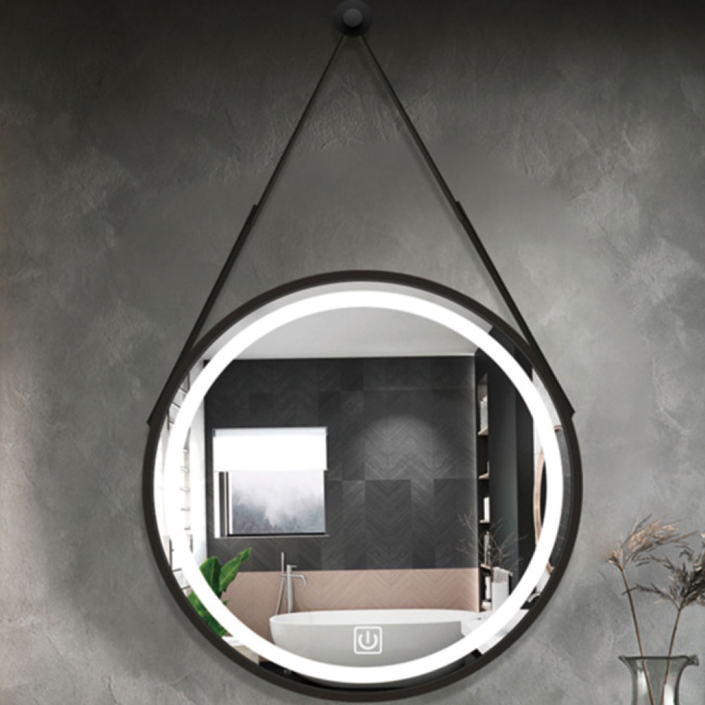 Round Shape Framed LED Bathroom Mirror with Belt