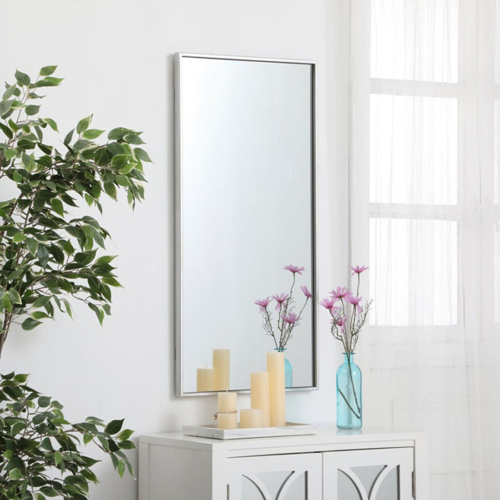 Straight Corner Rectangle Full-Length Dressing Metal Frame Mirror with Stand