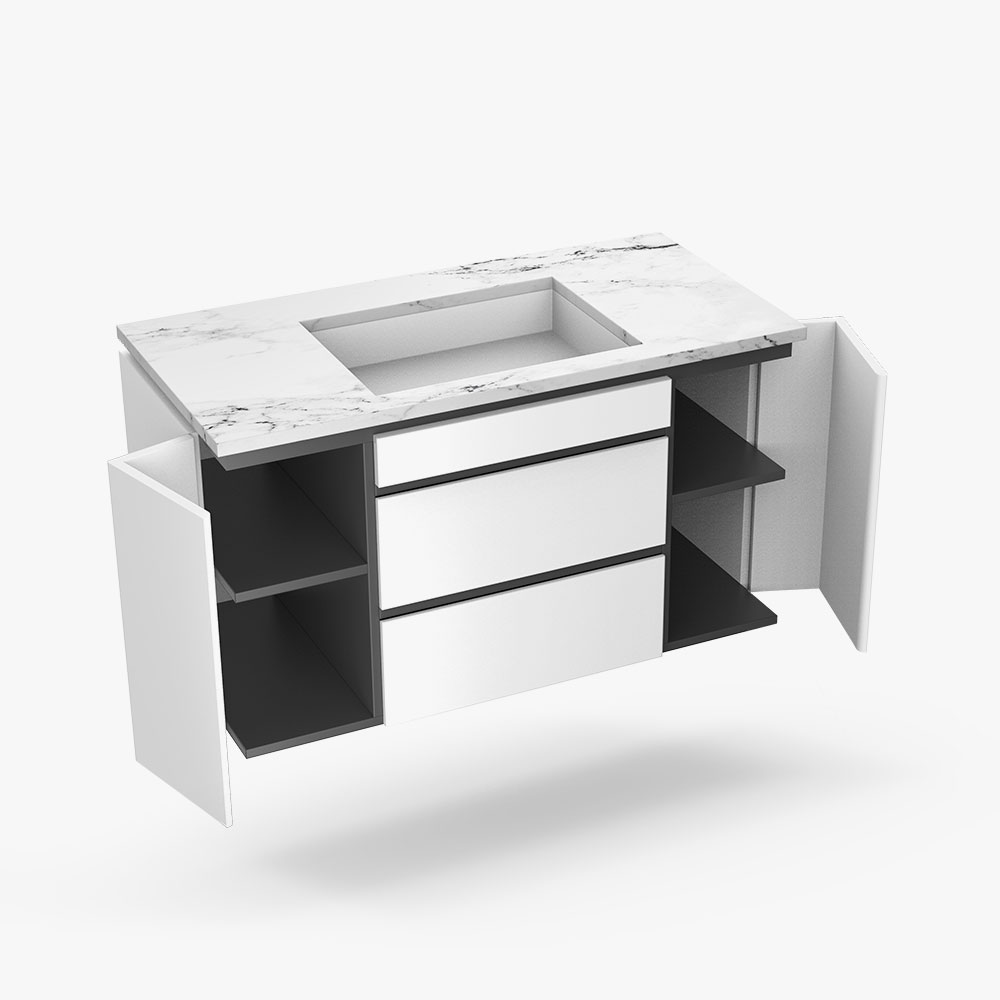 Wall Mounted Single Sink Bathroom Vanity with Side Open Door